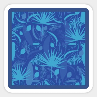 Blue tropical leaves exotic print Sticker